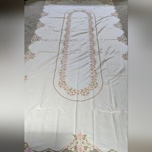 Floral Embroidered Tablecloth